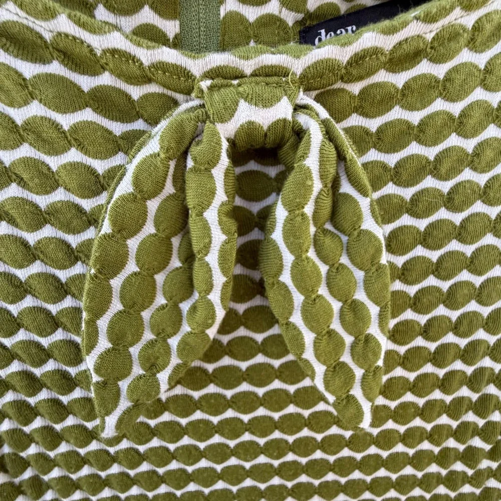 Dear Creatures XS Polka Dot Textured Dress Retro Mod Indie 60s Style Green White